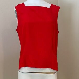 Red Sleeveless Women's Top Silk 80s vintage